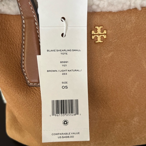TORY BURCH NWT Blake Shearling Small Tote - Picture 7 of 9